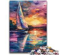 1000 Piece Jigsaw Puzzles for Adults Sailing Boat on Sea Puzzles for Adults,Fun Present & Activity for Home,Toy for Rainy Days (38x26cm)
