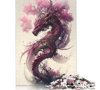 1000 Piece Jigsaw Puzzles for Adults Sakura Dragon Creative Wooden Jigsaw Puzzles for Adults & Teenagers Puzzles Educational Puzzle Family Game 1000pcs (75x50cm)