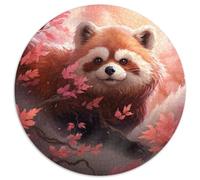 1000 Piece Jigsaw Puzzles for Adults Sakura Red Panda Round Puzzles for 1000 Piece Brain Teaser Game, Interactive Family Game, Suitable for Ages 14+ 67.5x67.5cm