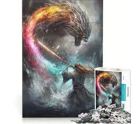 1000 Piece Jigsaw Puzzles for Adults Samurai Vs. Dragon, Toy Wall Decor, Family Activities, Wishlist with Santa Claus 38x26cm