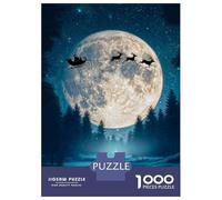 1000 Piece Jigsaw Puzzles for Adults Santa Reindeer Sleigh Fly Jigsaws for Adults Brain Teaser Game Stress Reliever for Is Ideal As A Gift 38x26cm/1000pcs