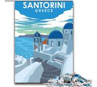1000 Piece Jigsaw Puzzles for Adults Santorini Greece Travel, Learning Educational for Is Ideal As A Gift for The Whole Family 75x100cm