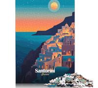 1000 Piece Jigsaw Puzzles for Adults Santorini Sunset Jigsaw Puzzles for Adults, Wooden Puzzles Educational Stress Relief Toy Puzzle 1000pcs (75x50cm)