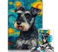 1000 Piece Jigsaw Puzzles for Adults Schnauzer Dog Under The Night Sky Teenager Puzzles,Relax Games Is Ideal As A Gift for The Whole Family (size 38x26cm)