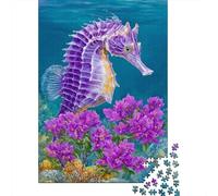 1000 Piece Jigsaw Puzzles for Adults Seahorse Jigsaw Puzzles for Adults Purple Seahorse Wood Puzzle Challenging Therapeutic Fun Fantasy & Mythology 1000pcs (75x50cm)