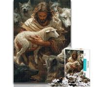 1000 Piece Jigsaw Puzzles for Adults Sheep And Jesus 1000 Pieces for Adults,Family Educational Games Home Decoration Gift 50x75cm