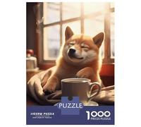1000 Piece Jigsaw Puzzles for Adults Shiba Inu Coffee Cute Dog Puzzles for Adults Relaxing Games A Work of Art Difficult And Challenge 38x26cm/1000pcs