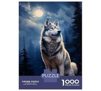 1000 Piece Jigsaw Puzzles for Adults Siberian Husky at Night Jigsaws for Adults Brain Teaser Game Stress Reliever for Is Ideal As A Gift 38x26cm/1000pcs