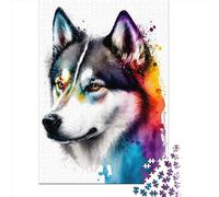1000 Piece Jigsaw Puzzles for Adults Siberian Husky Watercolor Jigsaw Puzzle Adult Wooden Puzzles Family Entertainment Toys 1000pcs (75x50cm)