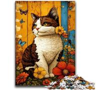 1000 Piece Jigsaw Puzzles for Adults Sitting Cat Stress Reliever Staycation Kill Time with Matching Poster And Trivia Sheet 26x38cm