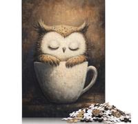 1000 Piece Jigsaw Puzzles for Adults - Sleeping Owl in Coffee Cup Puzzle - Jigsaws 1000 Pieces for Adults - Made Wood 1000pcs (75x50cm)