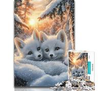 1000 Piece Jigsaw Puzzles for Adults Sleeping White Fox Teenager Jigsaw,Birthday Present, Gifts, Wall Art for Age 14 Years Up 26x38cm