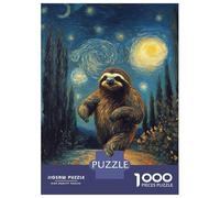 1000 Piece Jigsaw Puzzles for Adults Sloth in Starry Night Teenager Puzzles Toy Wall Decor Birthday Present Unique Gifts for Birthday And Christmas 38x26cm/1000pcs