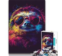 1000 Piece Jigsaw Puzzles for Adults Sloth with Sunglasses Jigsaw,Educational Games Home Decoration Suitable for Desktop Decoration (size 75x50cm)