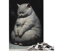 1000 Piece Jigsaw Puzzles for Adults Smoking Cat Painting Jigsaw Puzzle Children Paper Puzzles Family Entertainment Toys 38x26cm/1000pcs
