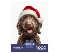 1000 Piece Jigsaw Puzzles for Adults Spanish Water Dog with Santa Hat Adult Jigsaw Puzzle Toy Wall Decor Wall Decoration Unique Gifts for Birthday And Christmas 70x50cm/1000pcs