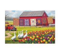 1000 Piece Jigsaw Puzzles for Adults Springtime Farmyard Delight with Quilts & Tulipsu Challenging and Relaxing Puzzle for Game Nights, Gifts & Home Décor Finished Size 30x20 in