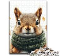 1000 Piece Jigsaw Puzzles for Adults Squirrel Wearing A Scarf Staycation Kill Time with Fully Interlocking Randomly Shaped Pieces 26x38cm