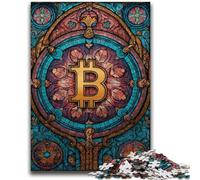 1000 Piece Jigsaw Puzzles for Adults Stained Glass Bitcoin 1000 Pieces for Adults,Brain Intelligence Challenge Addictive Toys for Home Decoration (38x26cm)