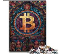1000 Piece Jigsaw Puzzles for Adults Stained Glass Bitcoin Jigsaw for Family Fun Perfect for Holidays, Interactive Game Nights (size 50x75cm)