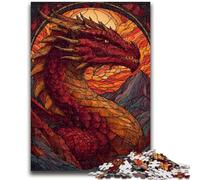 1000 Piece Jigsaw Puzzles for Adults Stained Glass Dragon Educational Games Home Decoration Educational Game for Birthday, Chrismas 50x75cm