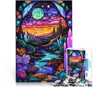 1000 Piece Jigsaw Puzzles for Adults Stained Glass Fantasy Landscape Analyse und Logik Lustiges Geschenk52x38cm