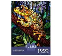 1000 Piece Jigsaw Puzzles for Adults Stained Glass Frog Puzzles for Adults Relaxing Games A Work of Art Difficult And Challenge 52x38cm/1000pcs