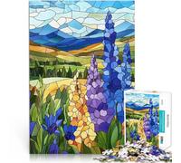 1000 Piece Jigsaw Puzzles for Adults Stained Glass Landscape Analysis and logic Every Piece is Unique - Challenging Family Fun Game 50x70cm