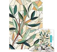 1000 Piece Jigsaw Puzzles for Adults Stained Glass Olive Branch Illustration Fun at Home Activities, Difficult Hard DIY Toys Suitable for People Aged 14 And Above (38x52cm)