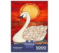 1000 Piece Jigsaw Puzzles for Adults Stained Glass Swan Sunset-3 Puzzle for Adults Anti-Stress Toys Presents for Women Parent-child Interaction 52x38cm/1000pcs