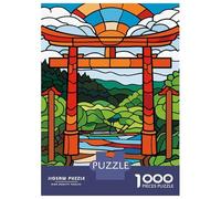 1000 Piece Jigsaw Puzzles for Adults Stained Glass Torii Gate Landscape Adult Jigsaw Hands-on Game Analysis And Logic Parent-child Interaction 52x38cm/1000pcs
