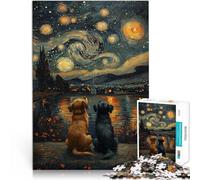 1000 Piece Jigsaw Puzzles for Adults Starry Night And The Dogs Schwierig Schwer Verbessern Sie das Gedächtnis52x38cm