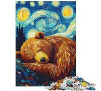 1000 Piece Jigsaw Puzzles for Adults Starry Night Bear Hands-on Game Birthday Present Anti-Stress Toys Train Your Brain And Hands Size 38x52cm