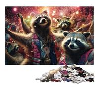 1000 Piece Jigsaw Puzzles for Adults Starry Night Raccoon Jigsaw Puzzles for Adults for Family And Friends Suitable for Ages 1000 PCS(75x50cm)