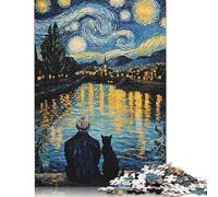 1000 Piece Jigsaw Puzzles for Adults Starry Night with Companion Jigsaw Puzzle Children Wooden Puzzles Family Entertainment Toys 1000pcs (75x50cm)