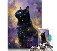 1000 Piece Jigsaw Puzzles for Adults Starry Sky Black Cat,Educational Family Game Wall Decoration Unique Birthday And Xmas Gifts (38x26cm)