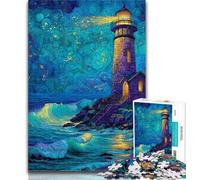 1000 Piece Jigsaw Puzzles for Adults Starry Sky Lighthouse 1000 Pieces for Teenagers,Educational Games Home Decoration Birthday Present, Gifts, Wall Art 26x38cm