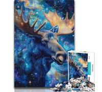 1000 Piece Jigsaw Puzzles for Adults Starry Sky Moose Adult Puzzles,Stress Reliever Staycation Kill Time Home Decoration Toys 75x50cm
