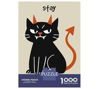 1000 Piece Jigsaw Puzzles for Adults Stay Satan Devil Cat Illustration Adult Jigsaw Family Game Analysis And Logic Difficult And Challenge 70x50cm/1000pcs