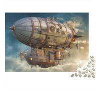 1000 Piece Jigsaw Puzzles for Adults Steampunk Air Ship | Steampunk Jigsaw Puzzle for Adults Fantasy & Mythology Family Decoration Wood Puzzle Challenging Therapeutic Fun 1000pcs (75x50cm)