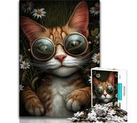 1000 Piece Jigsaw Puzzles for Adults Steampunk Cat,Help The Brain Exercise Addictive Toys to Cultivate Patience Artists Collection,Fine Art 75x50cm