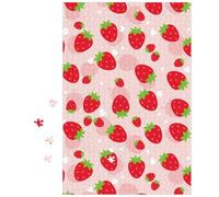 1000 Piece Jigsaw Puzzles for Adults Strawberries Pink Jigsaw Puzzles with Storage Bag 1000 Challenging Jigsaws for Men Women Puzzle Gifts Home Decoration Family Fun Activity