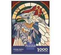 1000 Piece Jigsaw Puzzles for Adults Stylized Eagle Stained Glass Art Adult Jigsaw Hands-on Game Analysis And Logic Parent-child Interaction 38x26cm/1000pcs