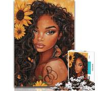1000 Piece Jigsaw Puzzles for Adults Sunflower African Woman 1000 Pieces for Teenagers,Educational Games Home Decoration Birthday Present, Gifts, Wall Art 26x38cm