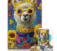 1000 Piece Jigsaw Puzzles for Adults Sunflower Alpaca 1000 Piece Puzzle,is Ideal As Gifts for The Whole Family Suitable for And 14 38x26cm
