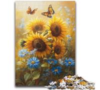 1000 Piece Jigsaw Puzzles for Adults Sunflower Butterfly Difficult Hard Gifts for Friends And Family Suitable for And 14 26x38cm