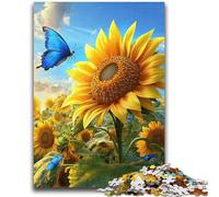 1000 Piece Jigsaw Puzzles for Adults Sunflower Butterfly Stress Reliever Difficult Challenge Suitable for Desktop Decoration 50x75cm