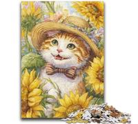 1000 Piece Jigsaw Puzzles for Adults Sunflower Cat Educational Games Home Decoration Educational Game for Birthday, Chrismas 50x75cm