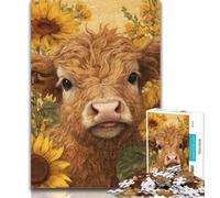 1000 Piece Jigsaw Puzzles for Adults Sunflower Heights Cow 1000 Pieces for Adults,Family Educational Games Home Decoration Gift 50x75cm