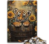 1000 Piece Jigsaw Puzzles for Adults Sunflower Tiger 1000 Pieces for Teenagers,Educational Games Home Decoration Birthday Present, Gifts, Wall Art (50x75cm)